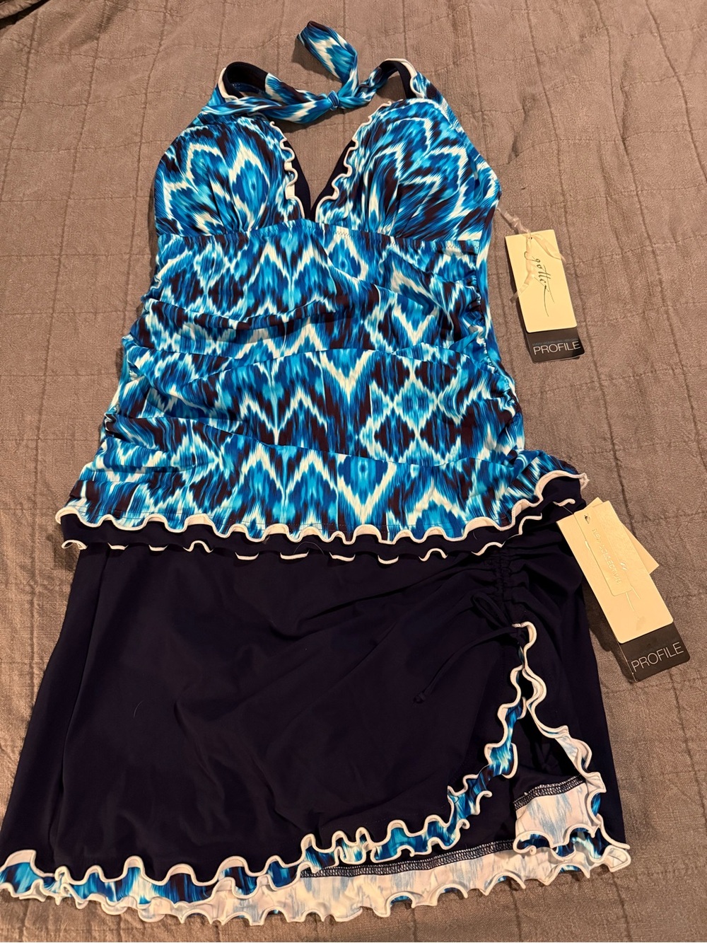 Gottex Ikat Tankini with Ruffle Skirt